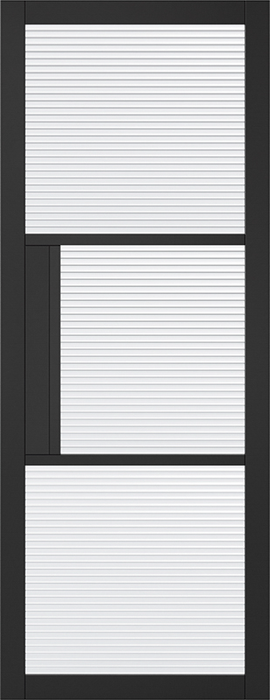 Black Tribeca Glazed 3 Light Reeded Pre-Finished Internal Door