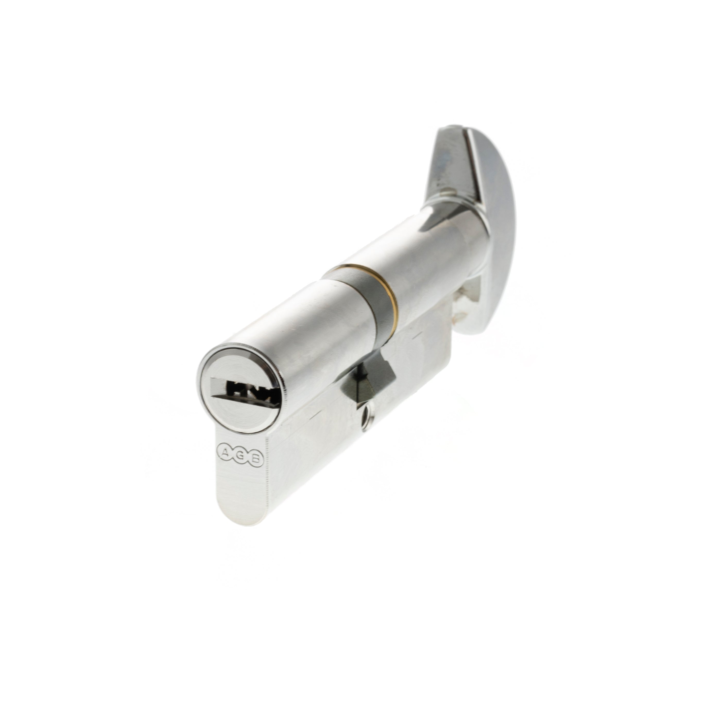 AGB 15 Pin Key to Turn Euro Cylinder 4040mm (80mm) Polished Chrome