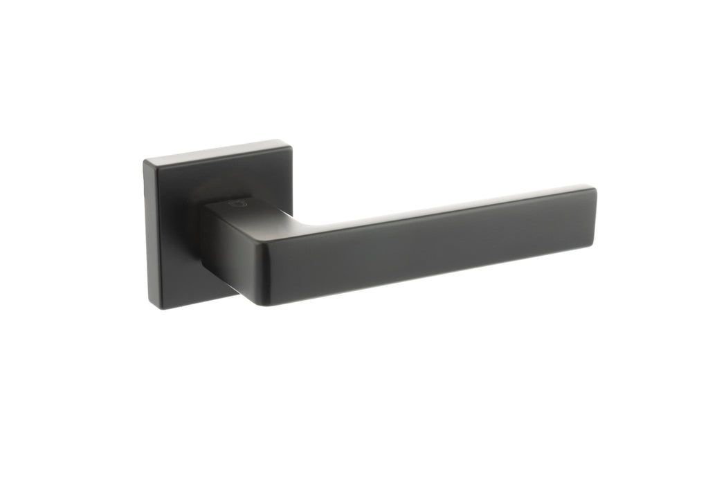 CleanTouch Anti-Bac Forme Asti Lever Door Handle on Minimal Square Rose - Matt Black