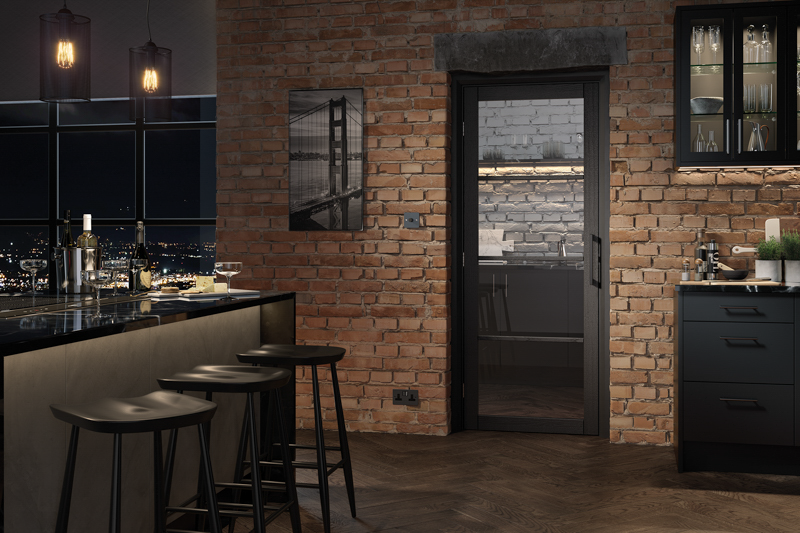 Dark Charcoal Soho Glazed 4 Light Pre-Finished Internal Door