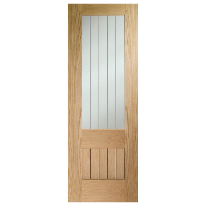 Oak Suffolk Essential 2XG Clear Etched Glass Unfinished Internal Door