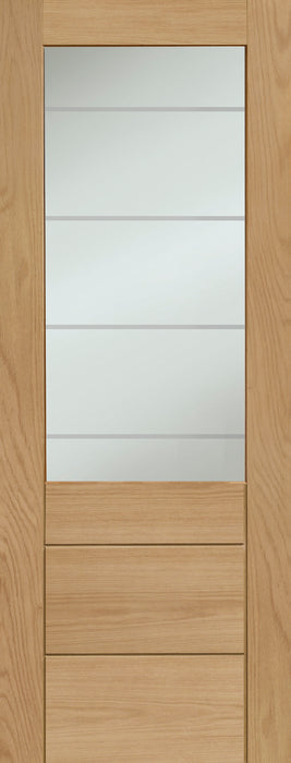 Oak Palermo Essential 2XG Clear Etched Glass Unfinished Internal Door