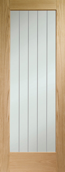 Oak Suffolk Essential Pattern 10 Clear Etched Glass Unfinished Internal Door