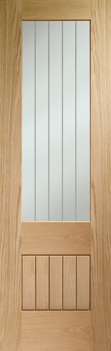 Oak Suffolk Essential 2XG Clear Etched Glass Unfinished Internal Door