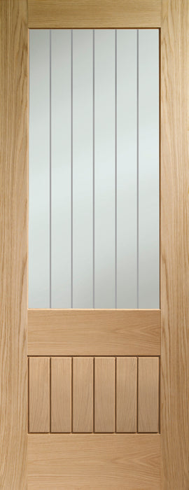 Oak Original Suffolk 2XG Clear Etched Glass Pre-Finished Internal Door