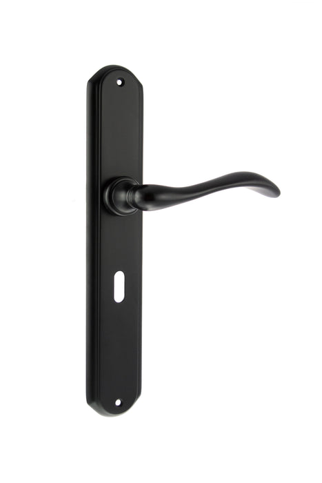 LIMITED EDITION Forme Valence Solid Brass Key Lever Door Handle on Backplate - Matt Black