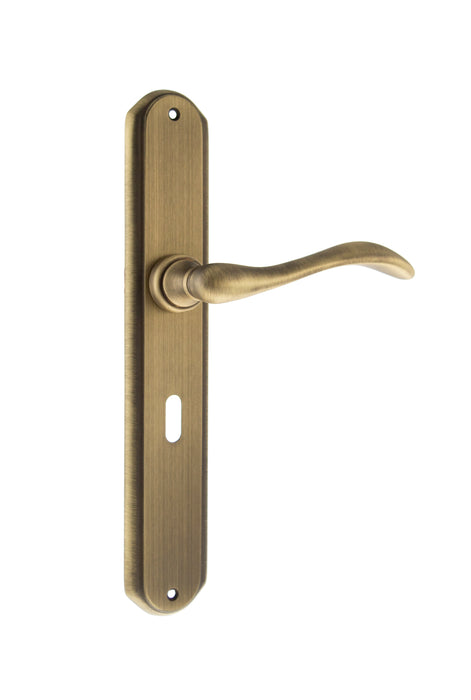 LIMITED EDITION Forme Valence Solid Brass Key Lever Door Handle on Backplate - Yester Bronze