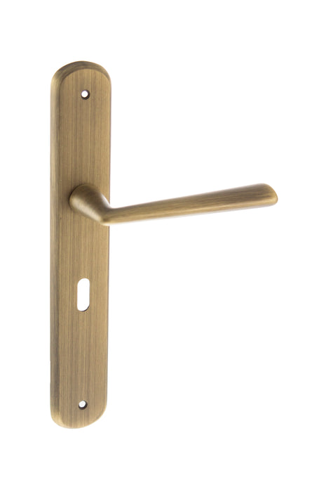 LIMITED EDITION Forme Brigette Solid Brass Key Lever Door Handle on Backplate - Yester Bronze