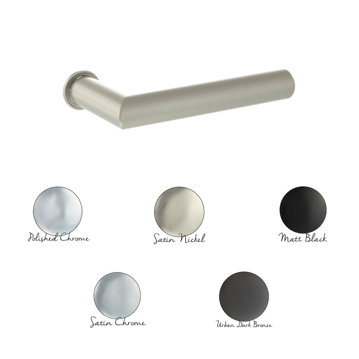 Forme Elle Lever Door Handle on Concealed Round Rose - Satin Nickel