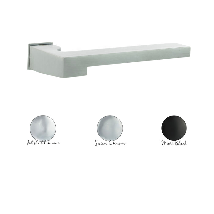 Forme Ginevra Lever Door Handle on Concealed Square Rose - Satin Chrome