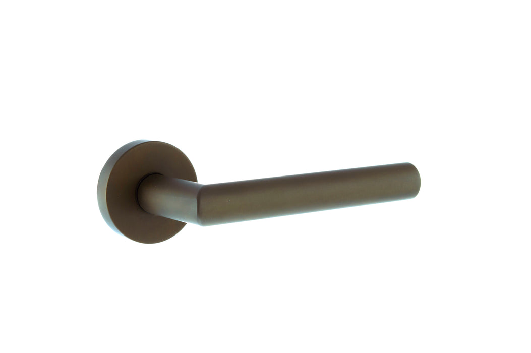 Forme Elle Lever Door Handle on Minimal Round Rose - Urban Dark Bronze