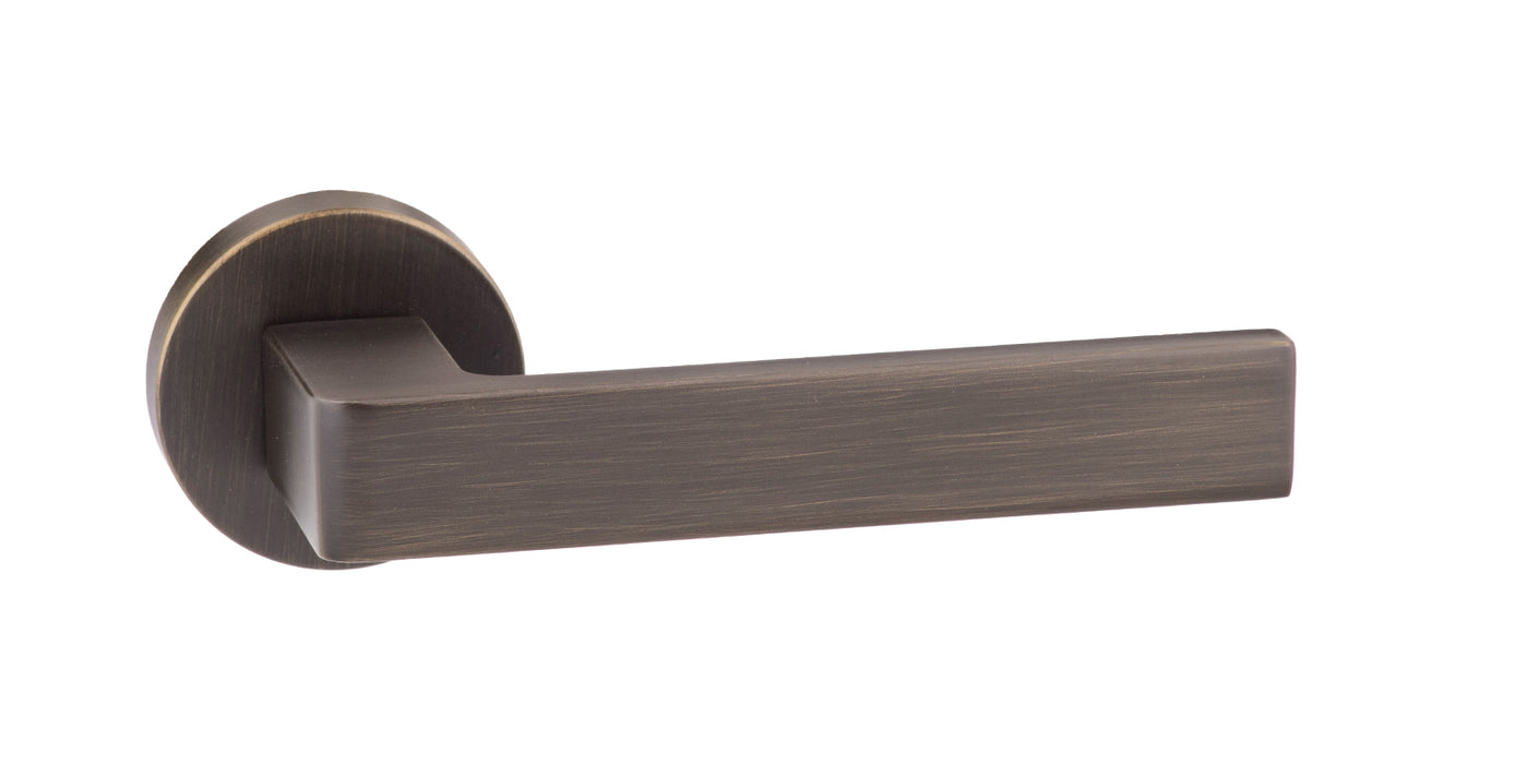 Forme Asti Lever Door Handle on Minimal Round Rose - Urban Bronze