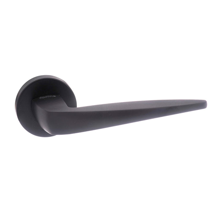 Forme Foglia Lever Door Handle on Minimal Round Rose - Matt Black