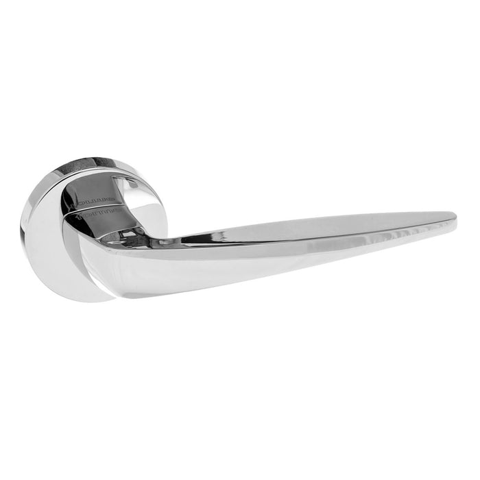 LIMITED EDITION Forme Foglia Lever Door Handle on Minimal Round Rose - Polished Chrome