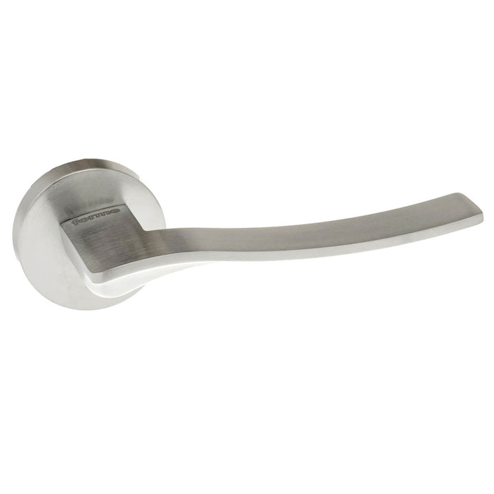 Forme Olimpia Lever Door Handle on Minimal Round Rose - Satin Chrome