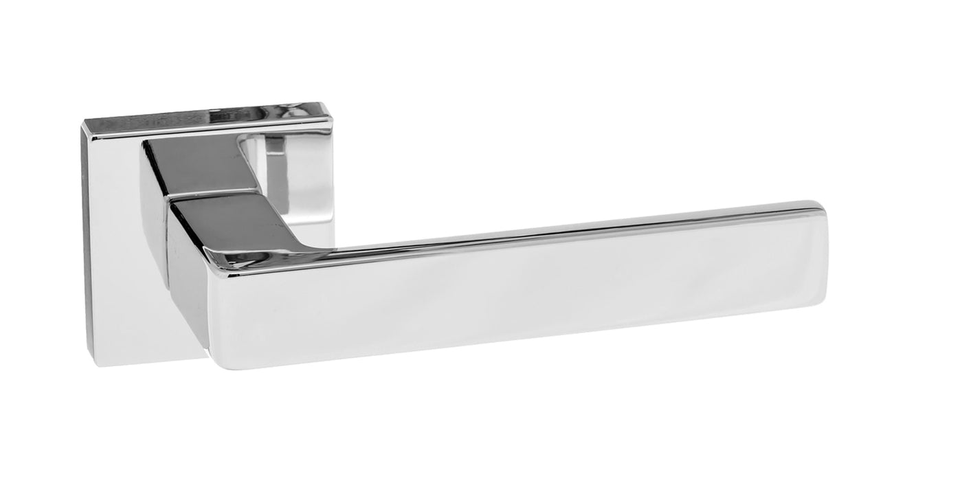 LIMITED EDITION Forme Asti Lever Door Handle on Minimal Square Rose - Polished Chrome