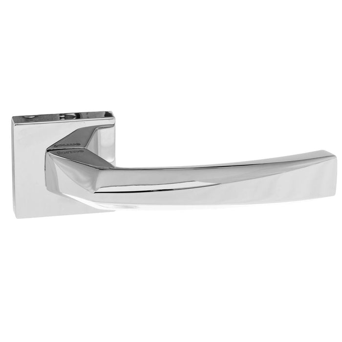 LIMITED EDITION Forme Crystal Lever Door Handle on Minimal Square Rose - Polished Chrome