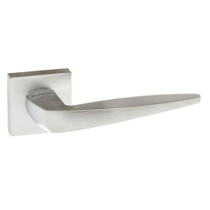 Forme Foglia Lever Door Handle on Minimal Square Rose - Satin Chrome