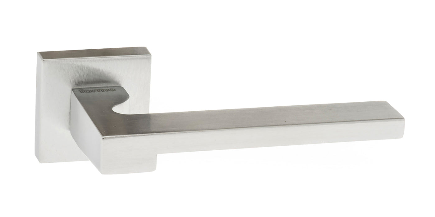 Forme Ginevra Lever Door Handle on Minimal Square Rose - Satin Chrome