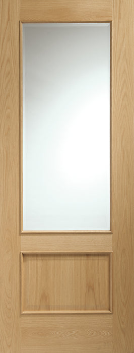 Oak Andria Clear Bevelled Glass and Raised Mouldings Unfinished Internal Door