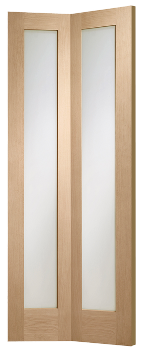 Oak Pattern 10 Bi-Fold Clear Glass Unfinished Internal Door