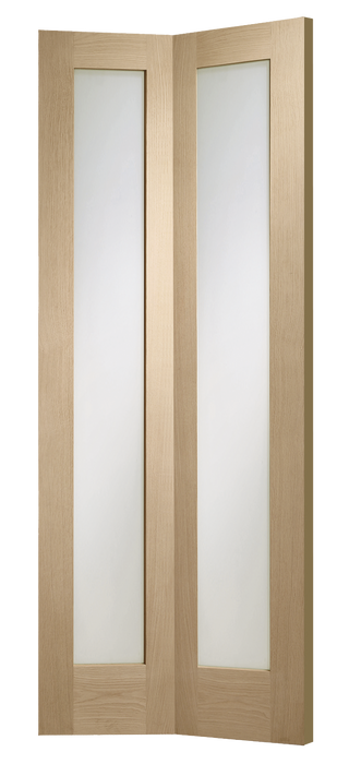 Oak Pattern 10 Bi-Fold Clear Glass Unfinished Internal Door