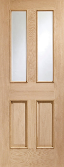 Oak Malton Raised Mouldings Clear Bevelled Glass Unfinished Internal Door