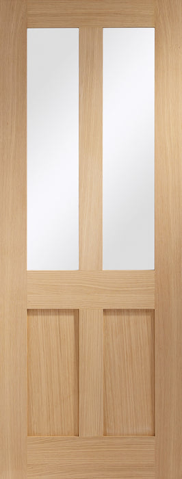 Oak Malton Shaker Clear Glass Unfinished Internal Door