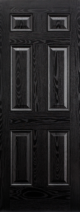 GRP Colonial 6 Panel Black Pre-Finished External Composite Door