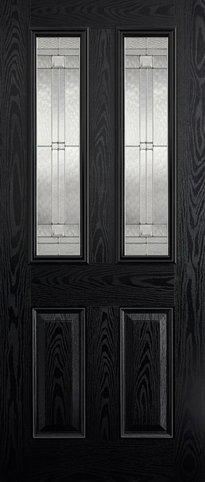 GRP Malton Black Glazed 2 Light Pre-Finished External Composite Door