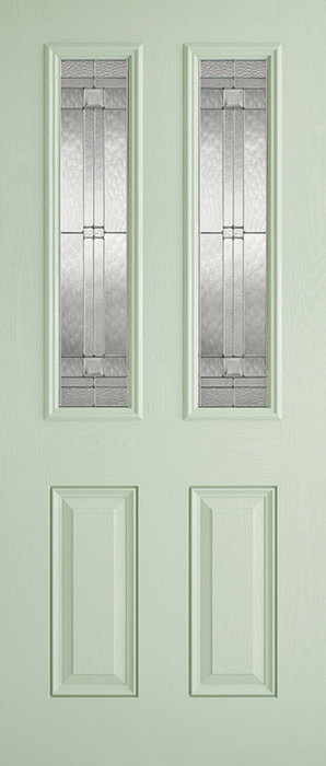 GRP Malton Green Glazed 2 Light Pre-Finished External Composite Door