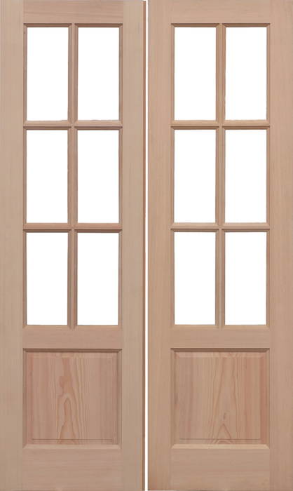 Hemlock Unglazed GTP2P Pairs Unfinished External French Doors