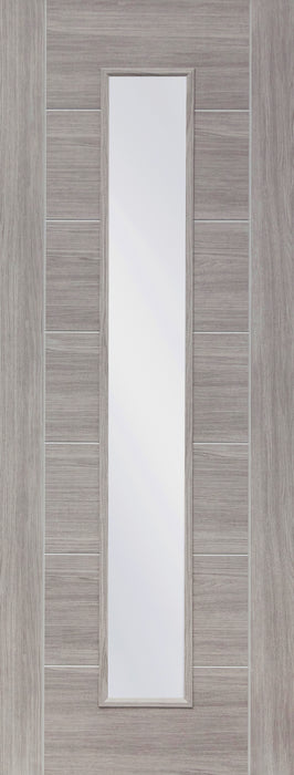 Laminate White Grey Palermo Clear Glass Pre-Finished Internal Door