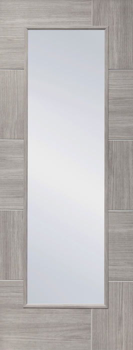 Laminate White Grey Ravenna Clear Glass Pre-Finished Internal Door