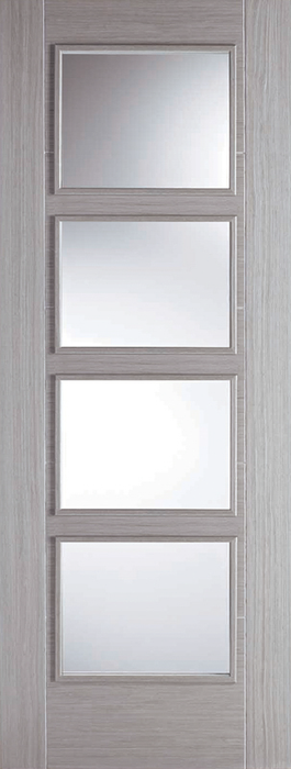 Light Grey Vancouver Glazed 4 Light Pre-Finished Internal Fire Door