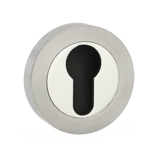 STATUS Euro Escutcheons on Round Rose - Satin Nickel/Nickel Plate