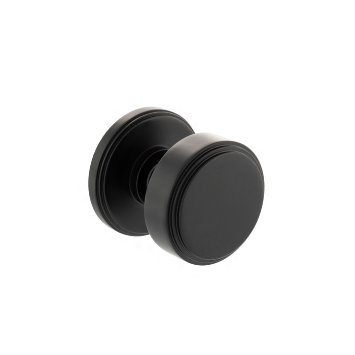 Millhouse Brass Boulton Brass Stepped Mortice Knob on Concealed Fix Rose - Matt Black