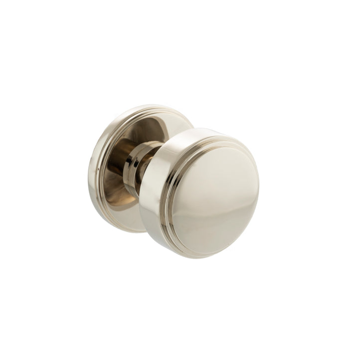 Millhouse Brass Boulton Brass Stepped Mortice Knob on Concealed Fix Rose - Polished Nickel