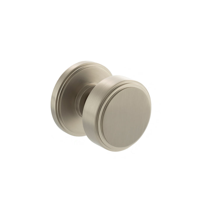 Millhouse Brass Boulton Brass Stepped Mortice Knob on Concealed Fix Rose - Satin Nickel