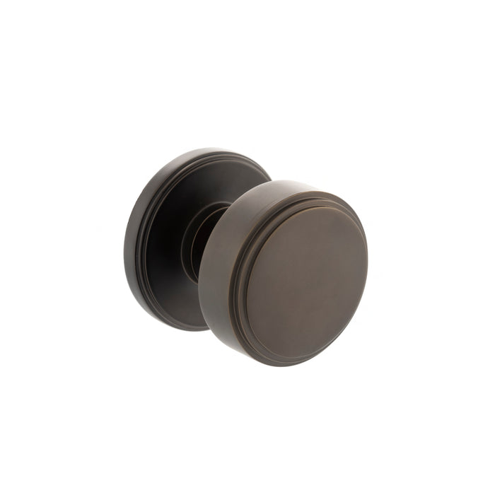 Millhouse Brass Boulton Brass Stepped Mortice Knob on Concealed Fix Rose - Urban Dark Bronze