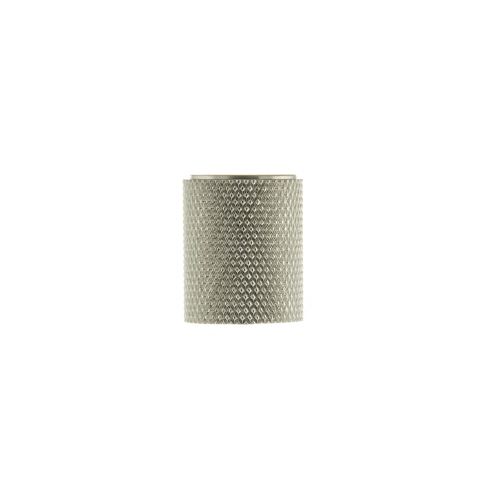 Millhouse Brass Watson Cylinder Knurled Cabinet Knob on Concealed Fix - Satin Nickel