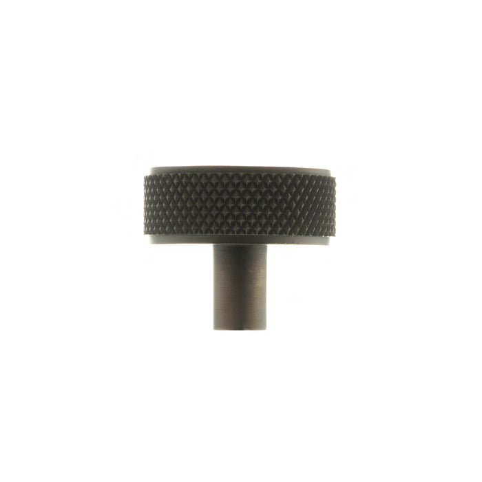 Millhouse Brass Hargreaves Disc Knurled Cabinet Knob on Concealed Fix - Urban Dark Bronze