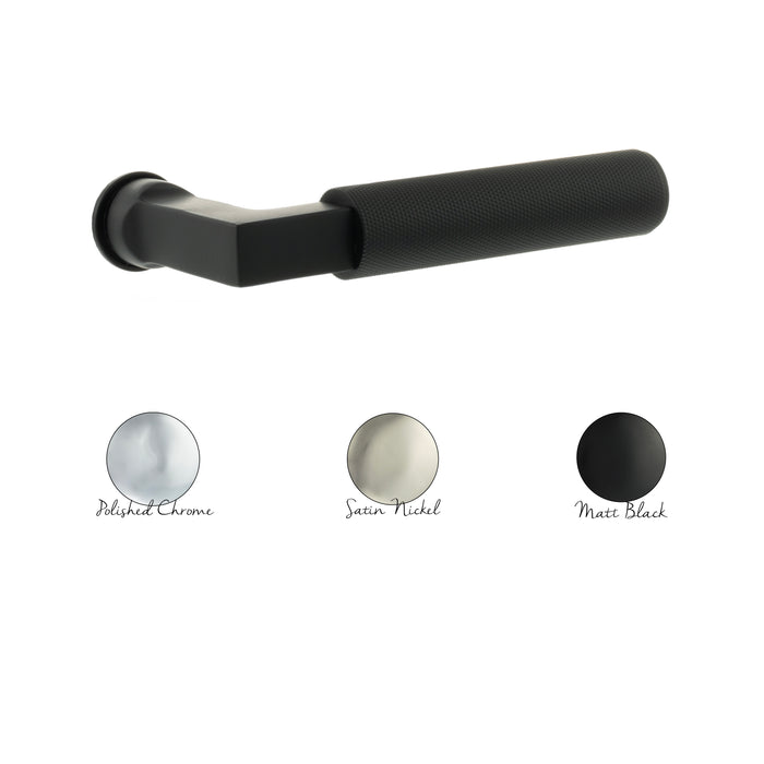 Millhouse Brass Cartwright Lever Door Handle on Concealed Round Rose - Matt Black