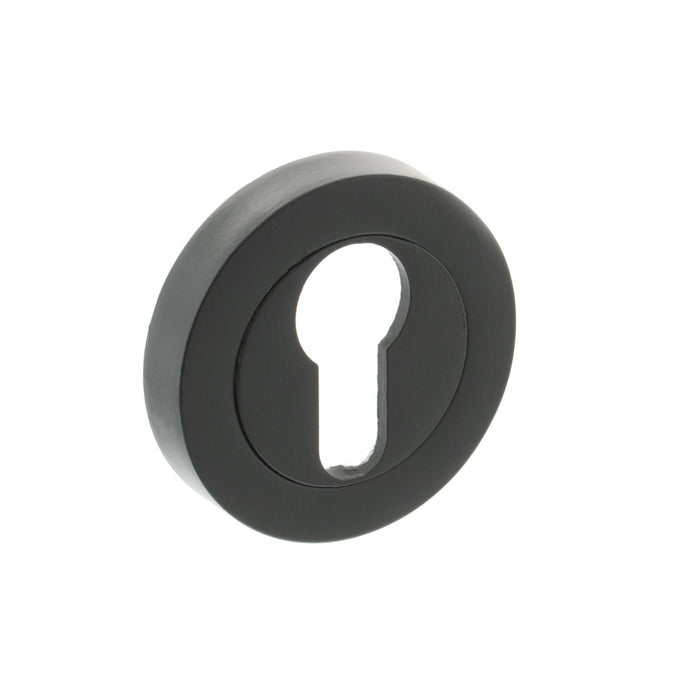 Millhouse Brass Euro Escutcheons on Round Rose - Matt Black