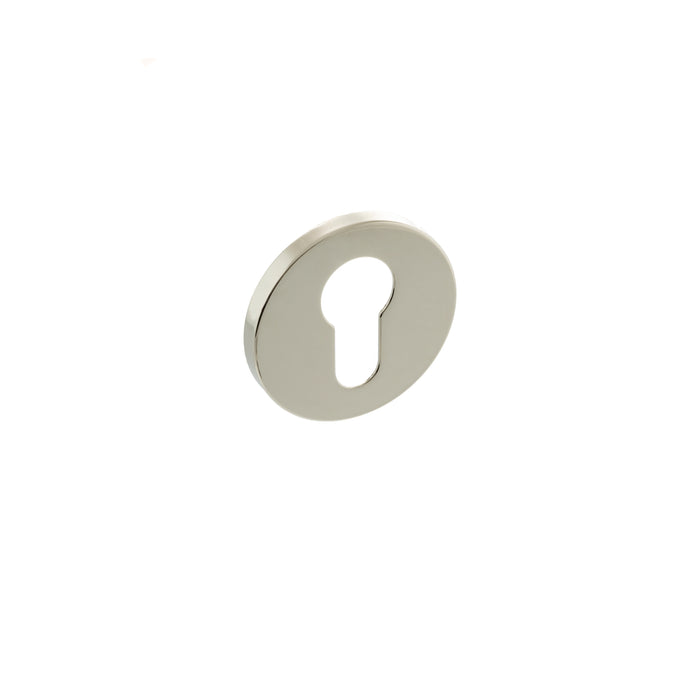 Millhouse Brass Euro Escutcheons on 5mm Slimline Round Rose - Polished Nickel