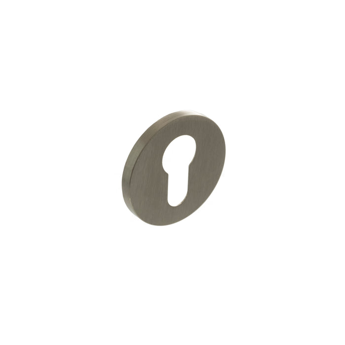 Millhouse Brass Euro Escutcheons on 5mm Slimline Round Rose - Satin Nickel