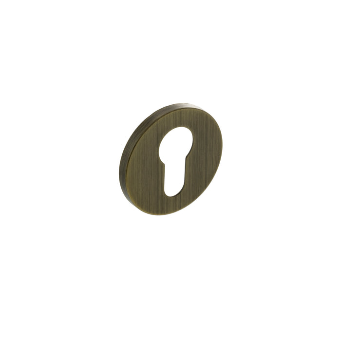 Millhouse Brass Euro Escutcheons on 5mm Slimline Round Rose - Yester Bronze