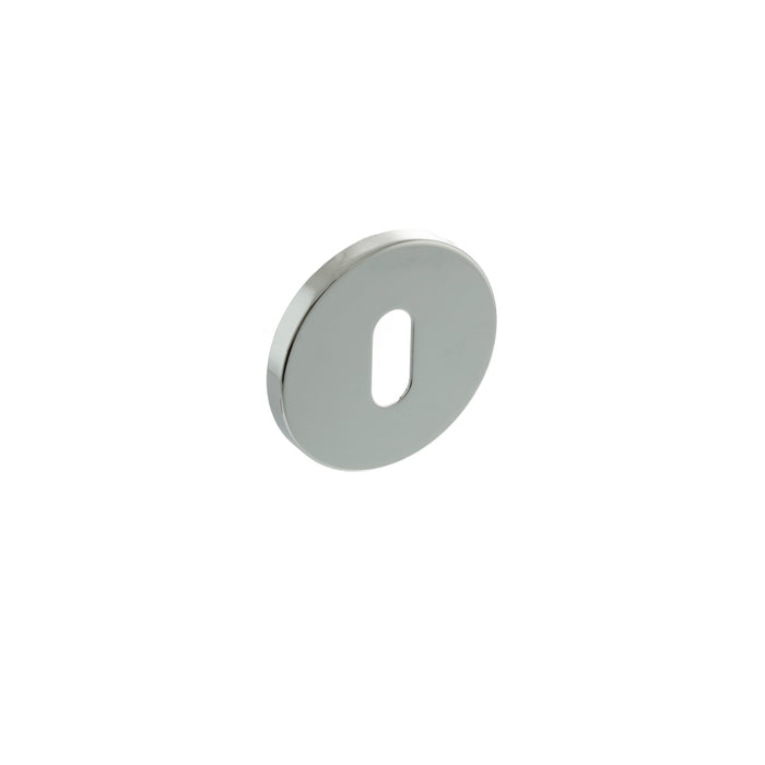 Millhouse Brass Key Escutcheons on 5mm Slimline Round Rose - Polished Chrome