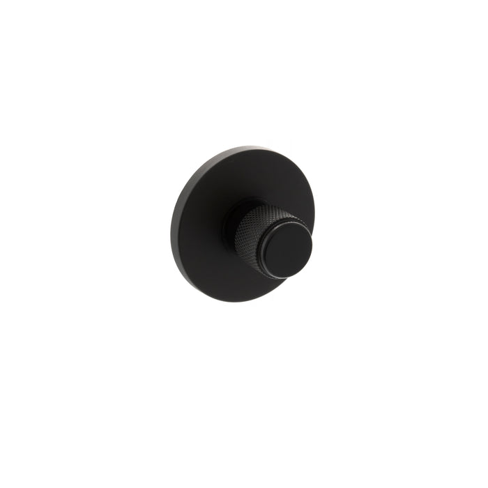 Millhouse Brass Knurled WC Turn and Release on 5mm Slimline Round Rose - Matt Black