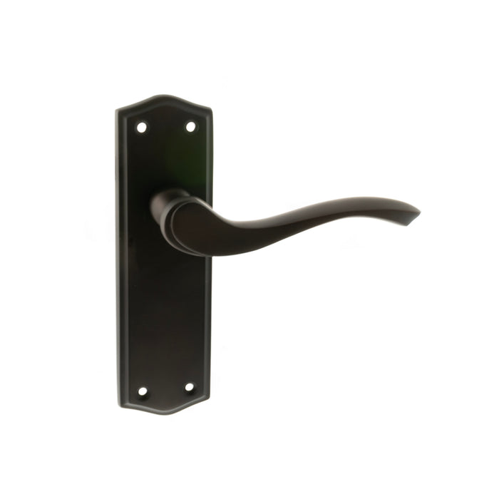 Old English Warwick Latch Lever Door Handle on Backplate - Urban Dark Bronze